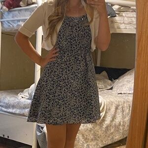 White and blue floral dress